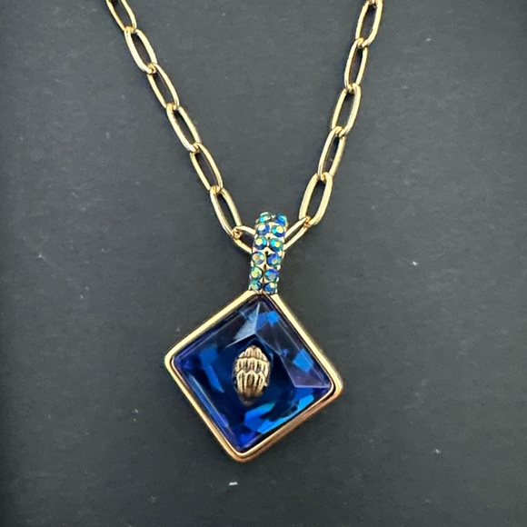 Kurt Geiger Jewelry - Kurt Geiger London Eagle Head Square Crystal Pendant Necklace in London Blue NIB